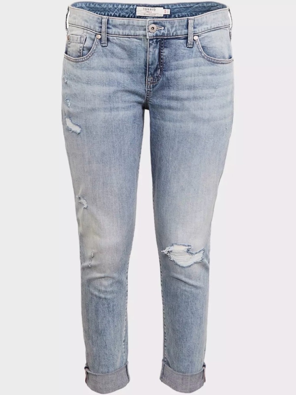 Torrid Boyfriend Jean Vintage Stretch Light Wash Distressed Jeans Size 14